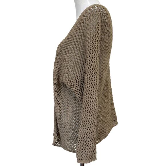 Don’t Ask Why Women’s Cardigan Sweater Tan Open Knit Open Front Made kItaly O/S - Picture 3 of 7